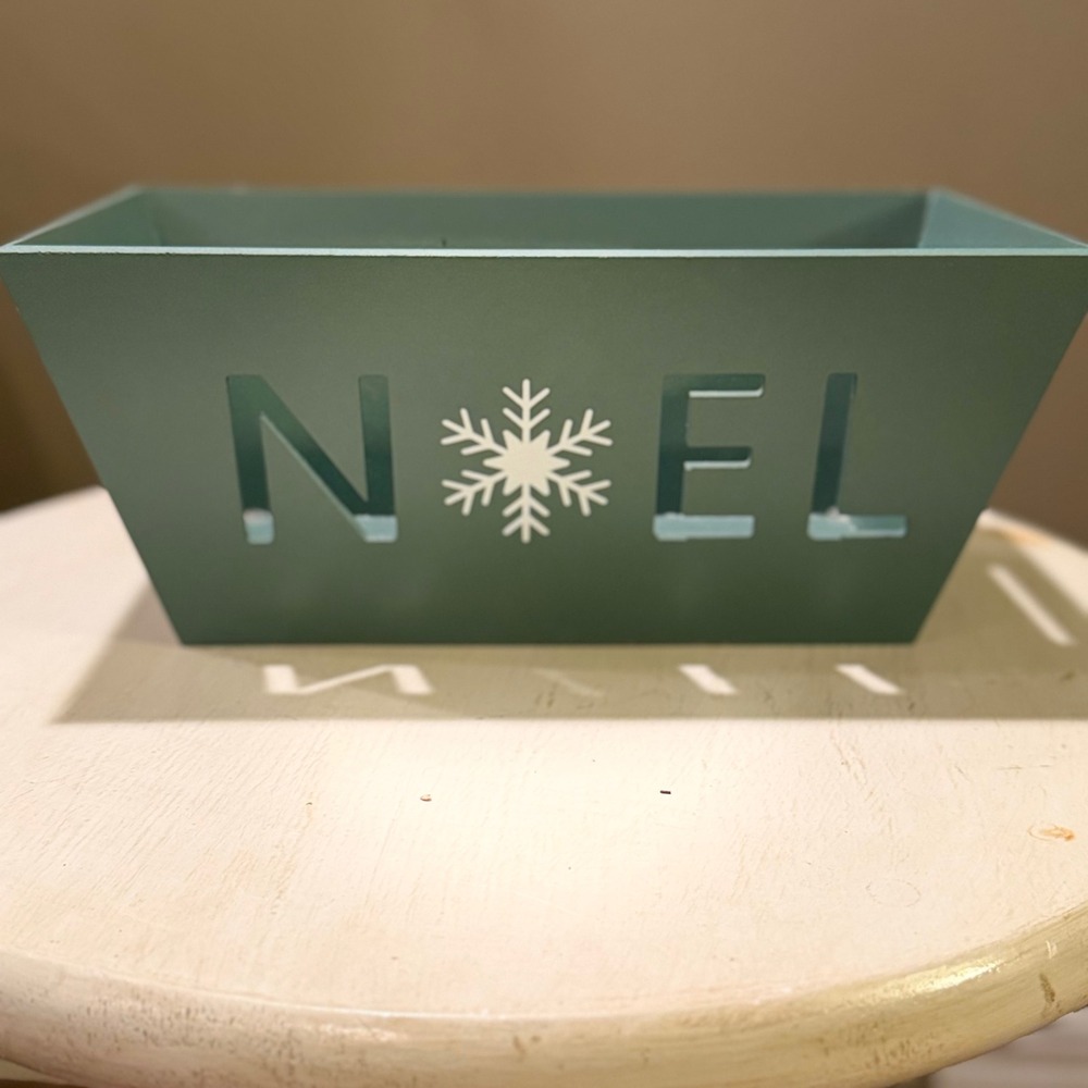 Green Noel Snowflake Decorative Christmas‎ Holiday Bin Container